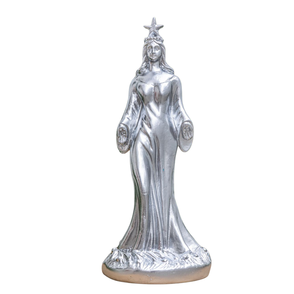 Escultura Iemanjá Prata Barbara Goy 35cm