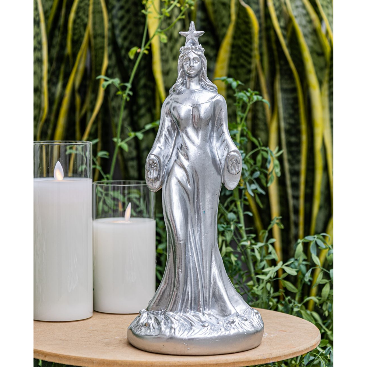 Escultura Iemanjá Prata Barbara Goy 35cm