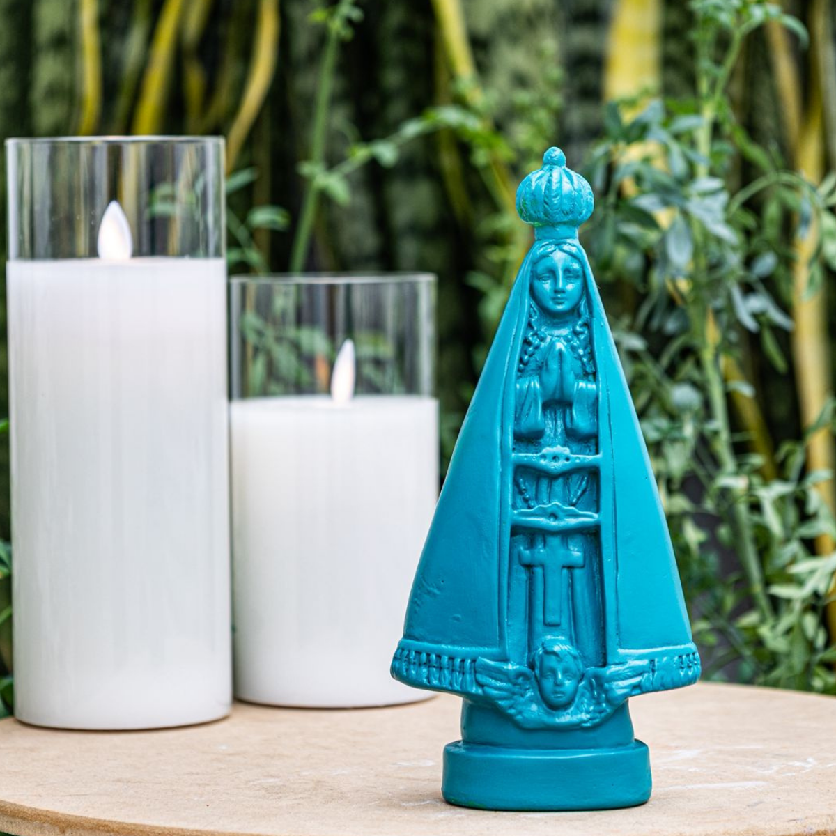 Escultura Nossa Senhora Aparecida Verde Barbara Goy 30cm