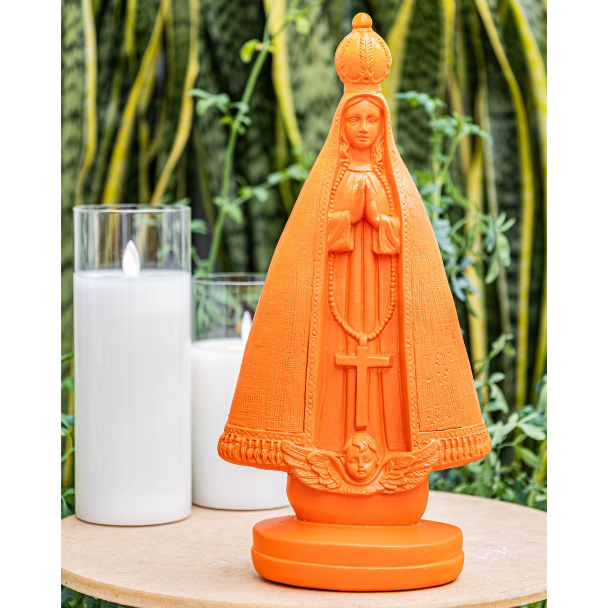 Escultura Nossa Senhora Aparecida Laranja Barbara Goy 30cm