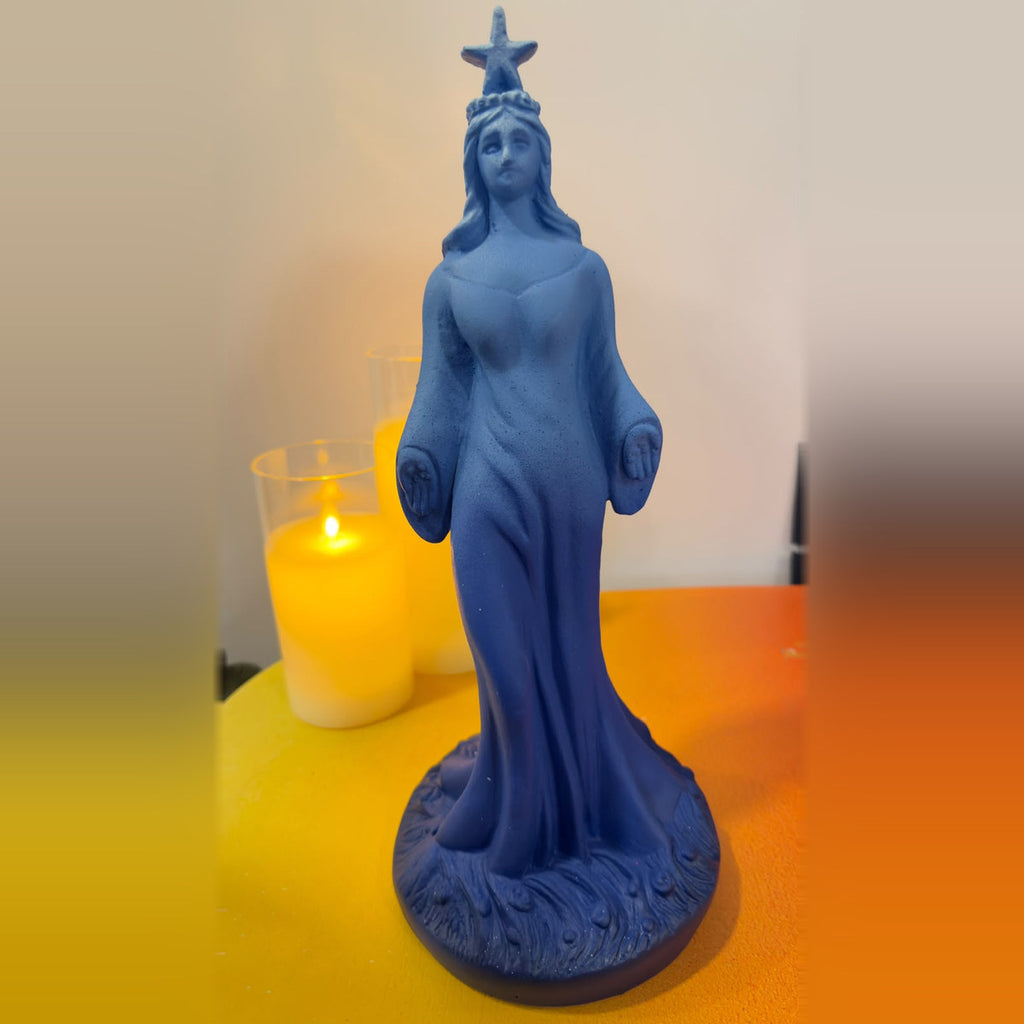 Estátua Iemanjá Azul Fosca Barbara Goy 25cm