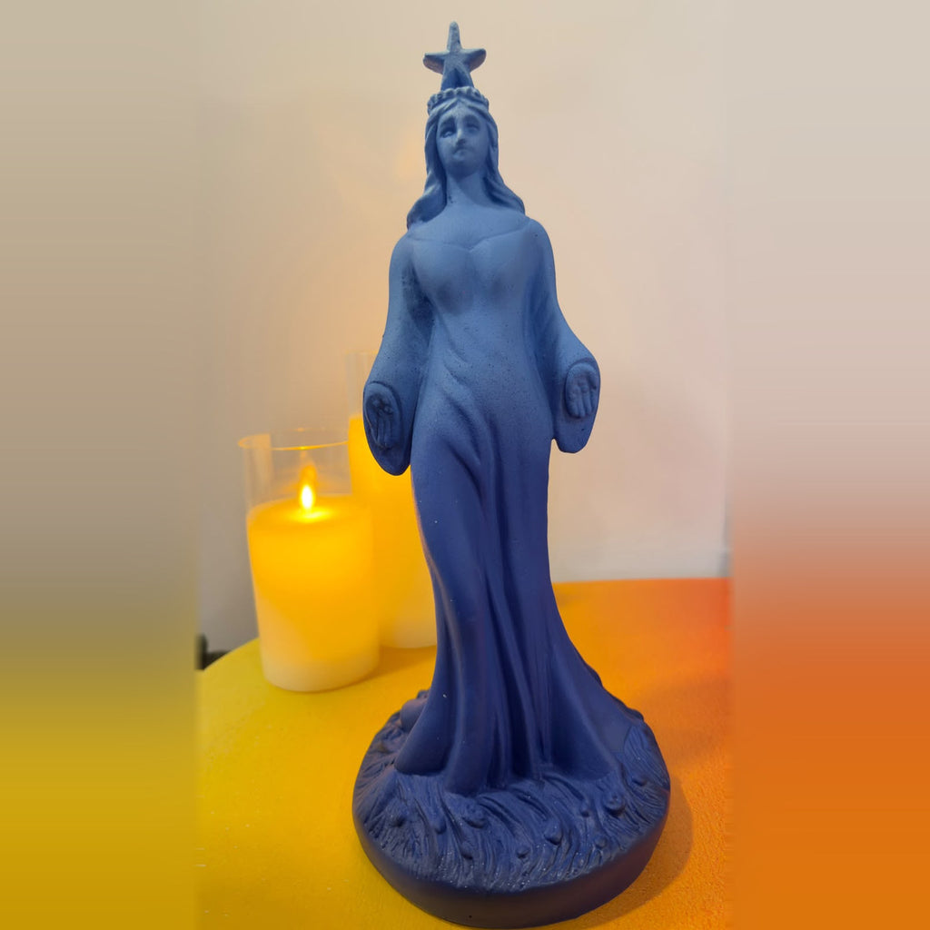 Estátua Iemanjá Azul Fosca Barbara Goy 25cm