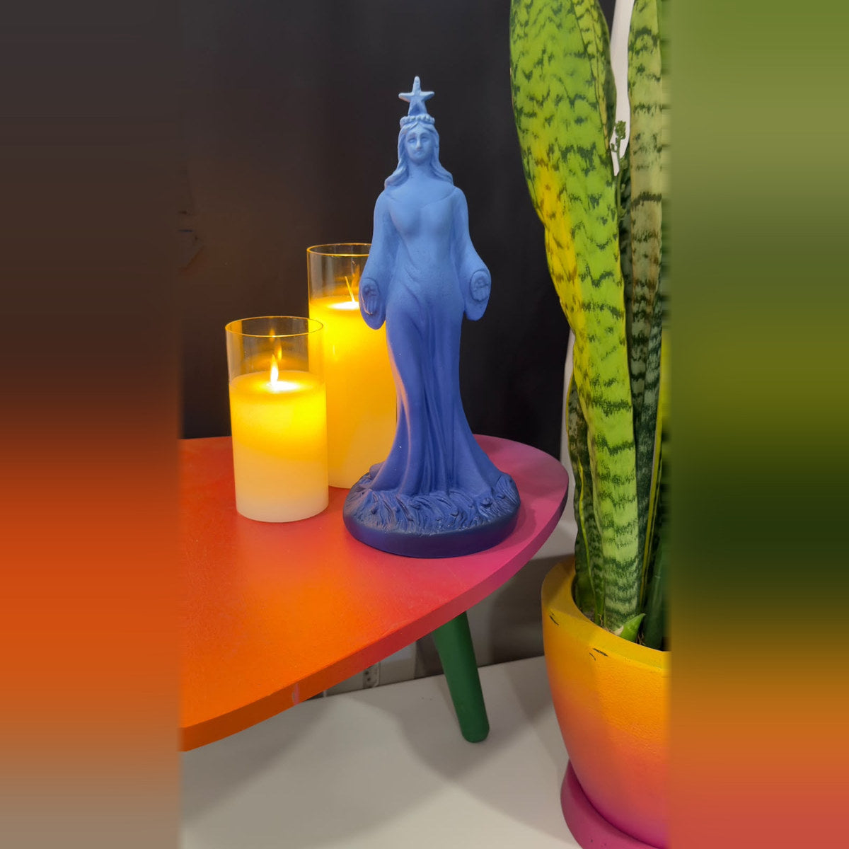 Estátua Iemanjá Azul Fosca Barbara Goy 25cm