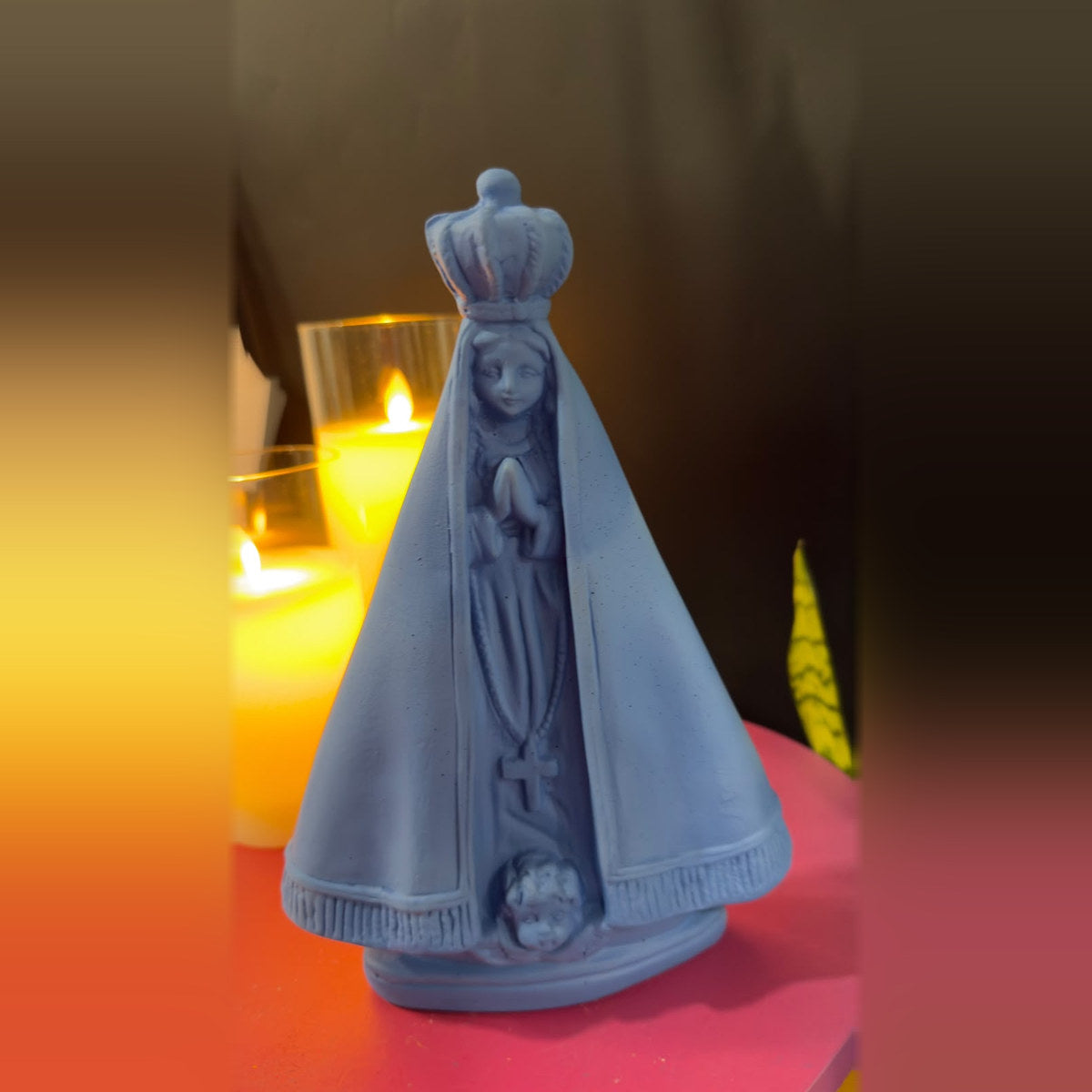 Estátua Nossa Senhora Aparecida Azul Clara Fosca Barbara Goy 22cm