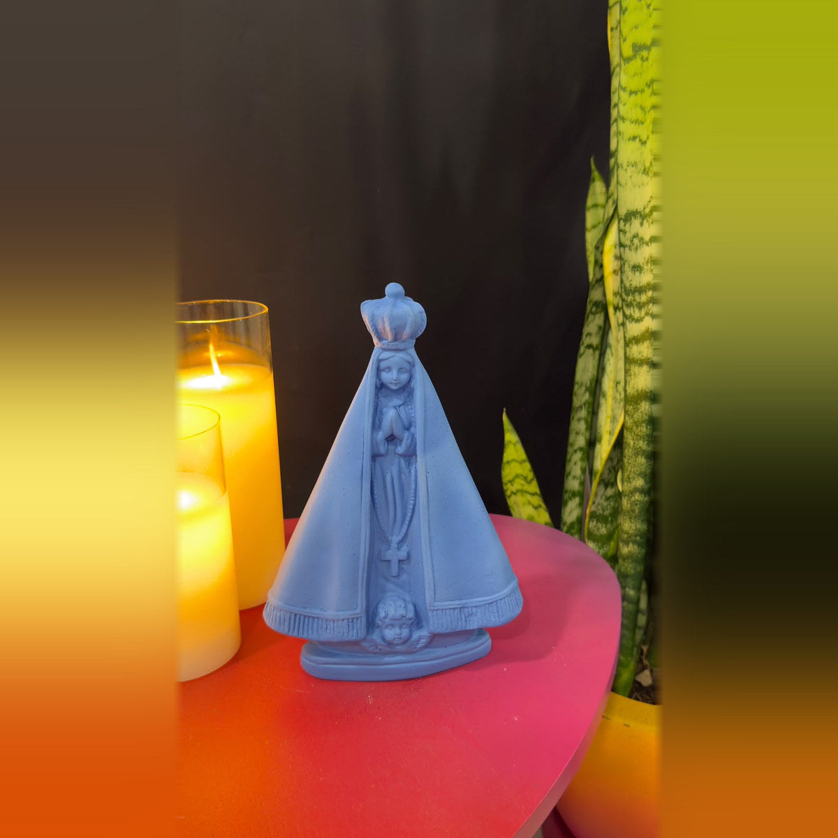 Estátua Nossa Senhora Aparecida Azul Clara Fosca Barbara Goy 22cm