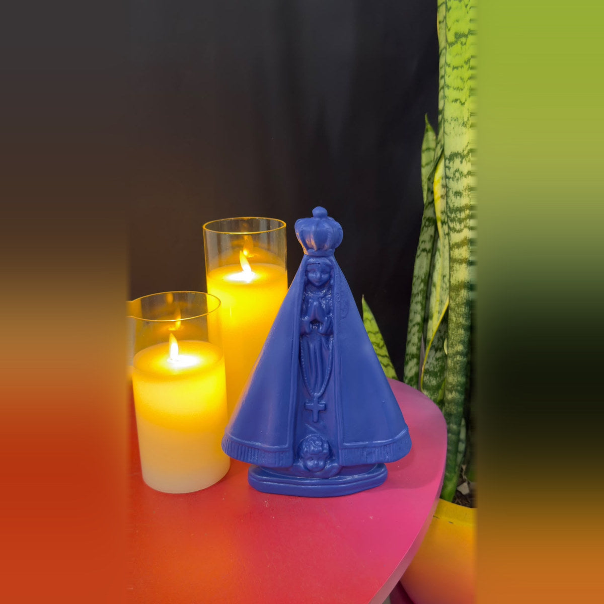 Estátua Nossa Senhora Aparecida Azul Escura Barbara Goy 22cm