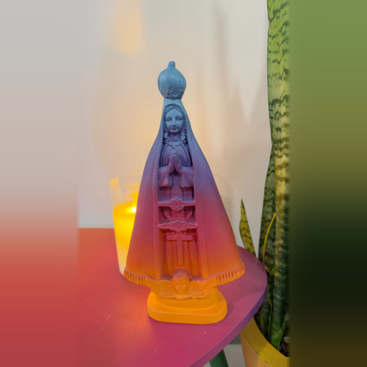 Estátua Nossa Senhora Aparecida Degradê Roxo e Laranja Barbara Goy 22cm
