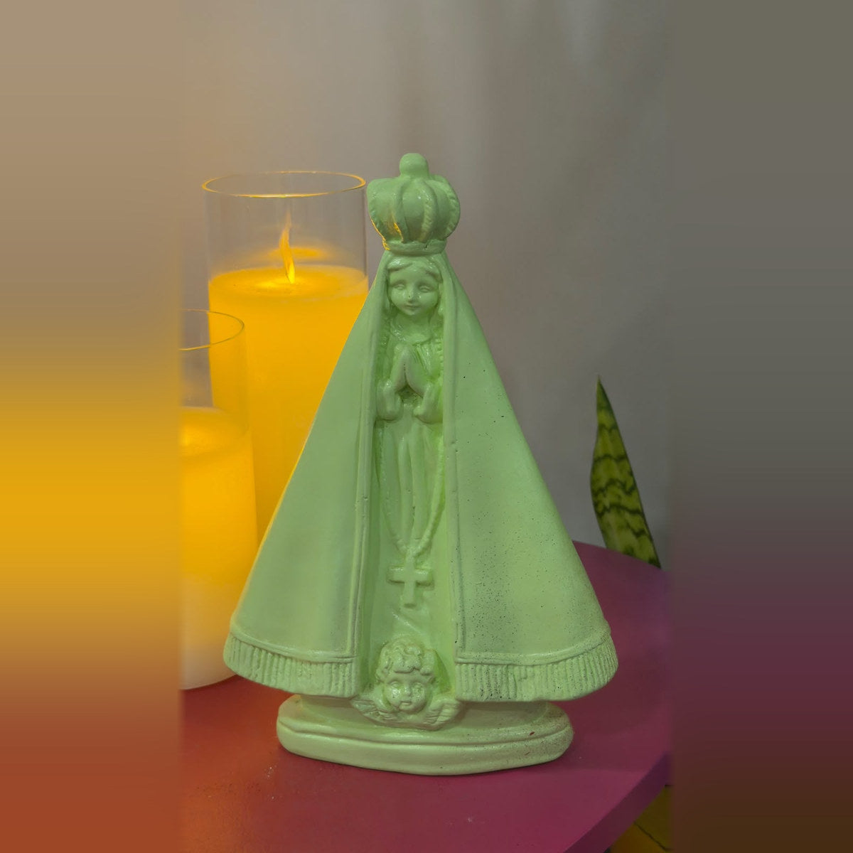 Estátua Nossa Senhora Aparecida Verde Clara Barbara Goy 22cm
