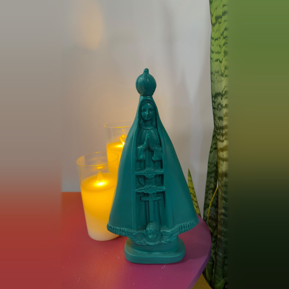 Estátua Nossa Senhora Aparecida Verde Musgo Barbara Goy 22cm