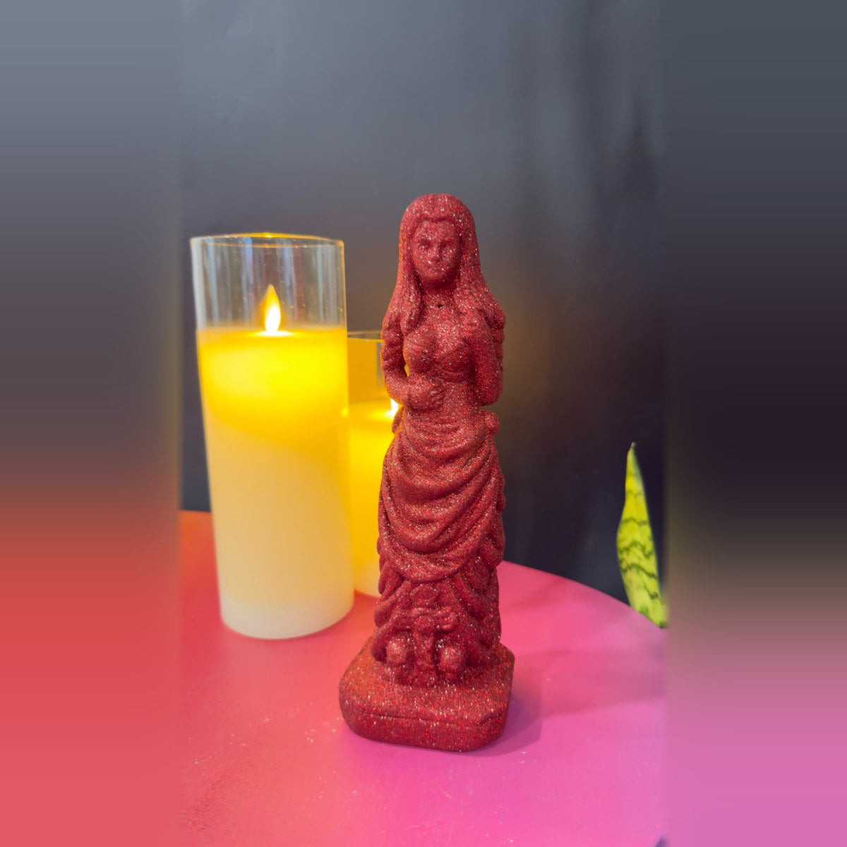 Estátua Pomba Gira Rosa Vermelha com Brilho Barbara Goy 22cm