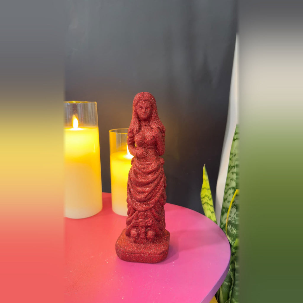 Estátua Pomba Gira Rosa Vermelha com Brilho Barbara Goy 22cm
